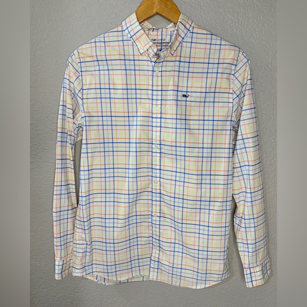 Vineyard Vines Boys On-The-Go Performance Multicolor Plaid button down shirt
